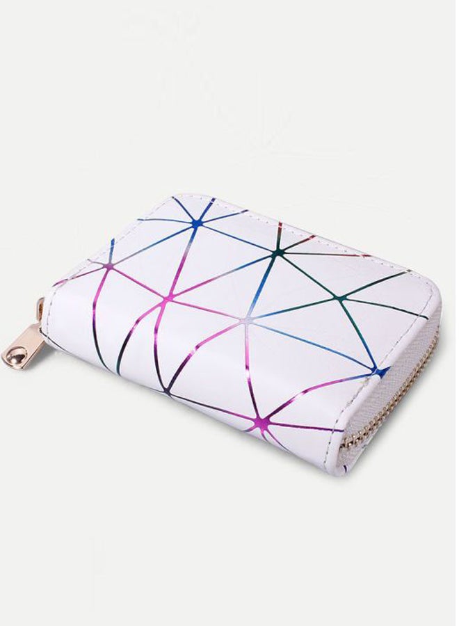 Sharpdo Rhombic Patterned Women Card Holder Bag White/Black/Purple - Image 3